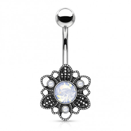 Piercing nombril fleur antique avec une opaline blanche Rixas Piercing nombril6,25 €
