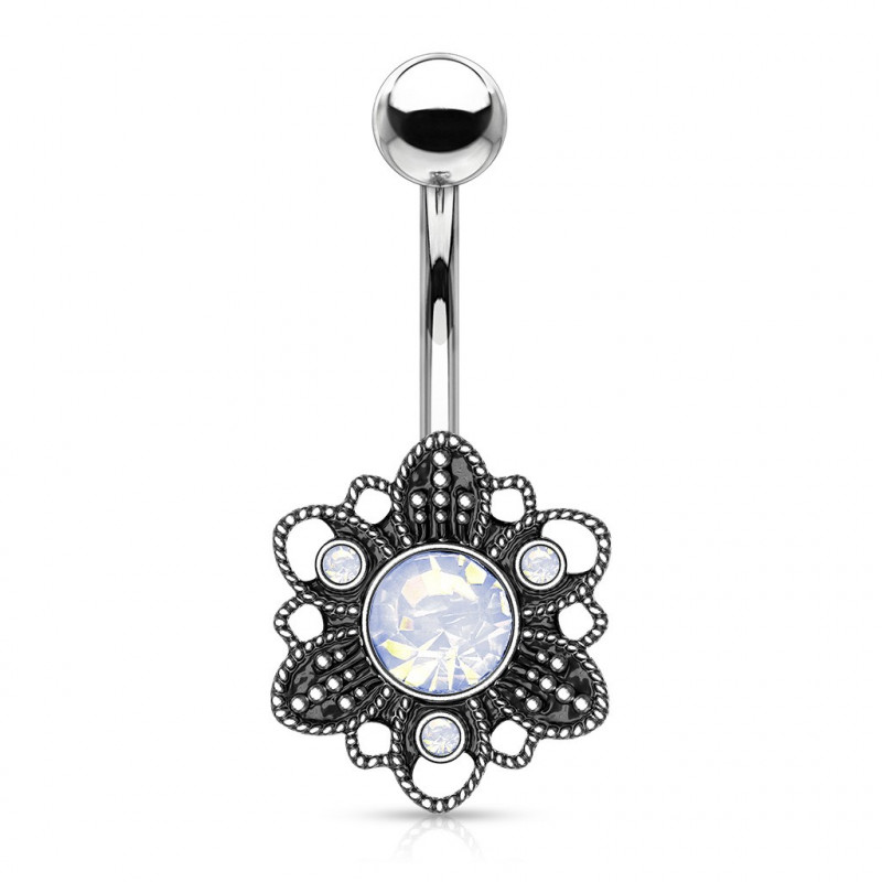 Piercing nombril fleur antique avec une opaline blanche Rixas Piercing nombril6,25 €