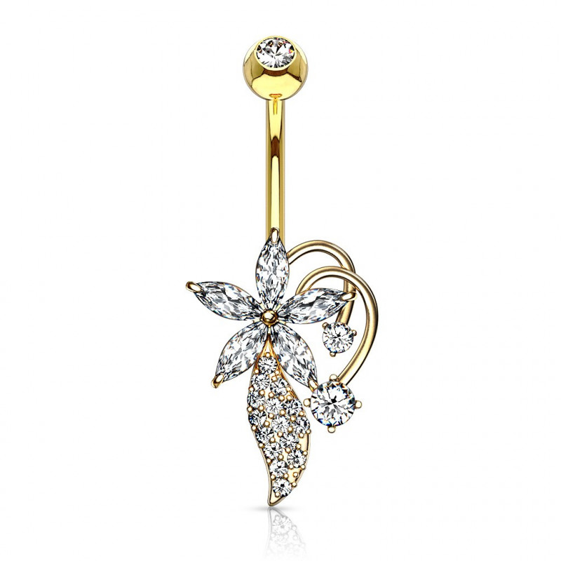 Piercing nombril doré avec une fleur en zirconium Waqy Piercing nombril7,49 €