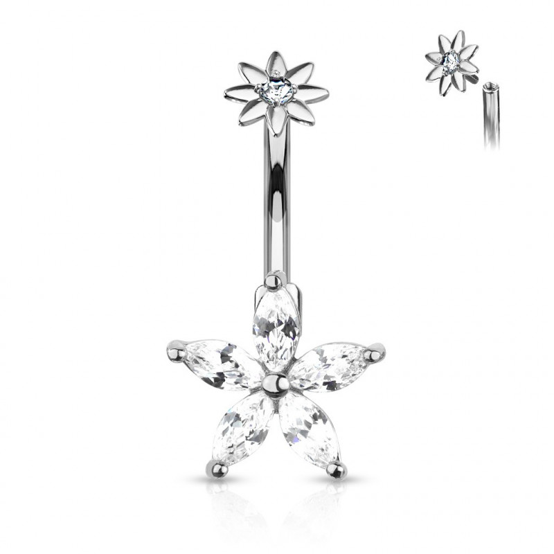 Piercing nombril avec une fleur et cinq pétales blanc Wauq Piercing nombril6,90 €