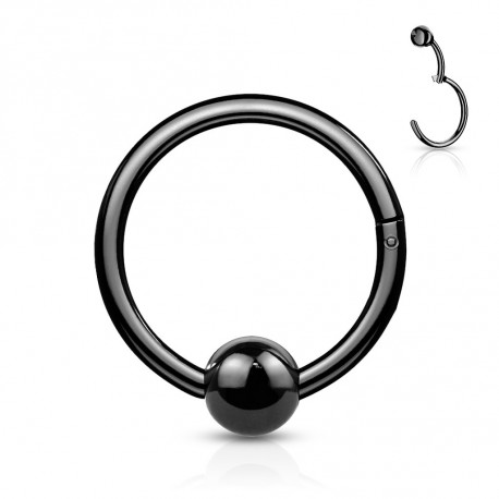Piercing anneau articulé 8 x 1,2mm avec une boule noire Kujko Piercing oreille4,90 €