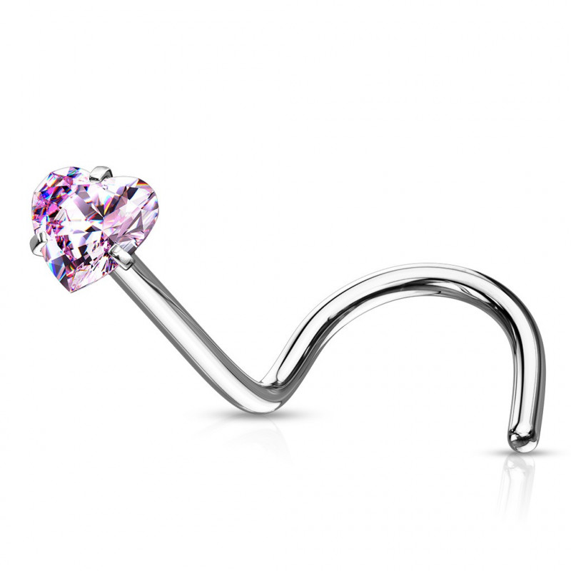 Piercing nez coudé coeur avec un zirconium rose Daqok Piercing nez2,95 €