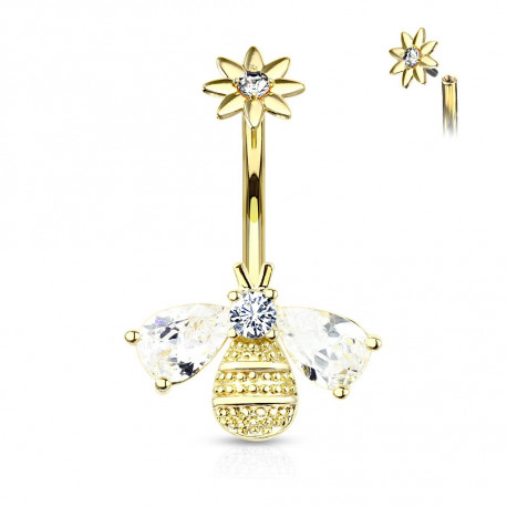 Piercing nombril abeille doré avec les ailes en zirconium Qacix Piercing nombril6,65 €