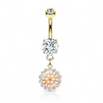 Piercing nombril doré pendentif avec une fleur rose Gaduk Piercing nombril7,60 €