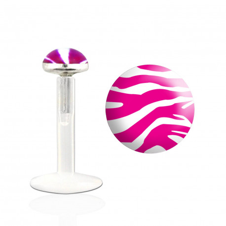 Piercing labret lévre 10mm zébré rose blanc Jupik Piercing labret3,25 €