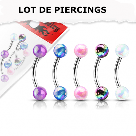 Lot 5 piercings arcade avec boules aux effets métaliques Gacus Piercing arcade7,85 €