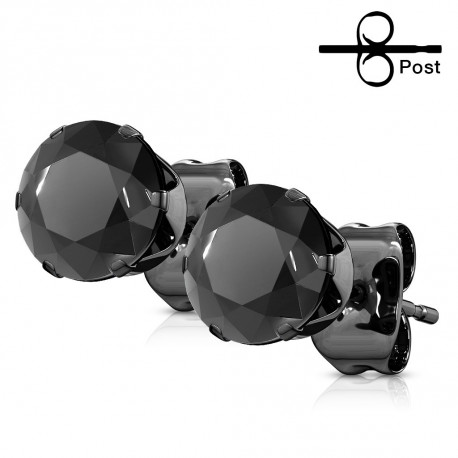 Puces d'oreilles 6mm ronde et zirconium noir Wys Bijoux4,99 €