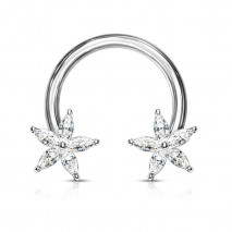 Piercing fer à cheval 12mm avec deux fleurs en zirconium Xaqy Piercing oreille5,99 €