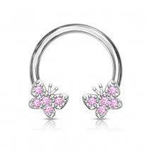 Piercing fer à cheval 8mm avec deux papillons rose en zirconium Loxuk Piercing oreille8,90 €