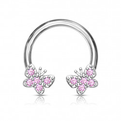 Piercing fer à cheval 8mm avec deux papillons rose en zirconium Loxuk Piercing oreille8,90 €