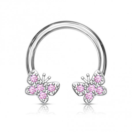 Piercing fer à cheval 8mm avec deux papillons rose en zirconium Loxuk Piercing oreille8,90 €