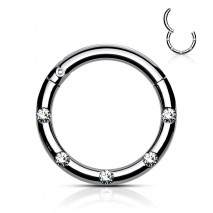 Piercing anneau acier articulé 10 x 1,2mm avec 5 crystals blanc Lokaz Piercing oreille4,49 €