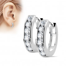Boucle anneau oreille avec six zirconiums blanc Oxauk Bijoux6,90 €