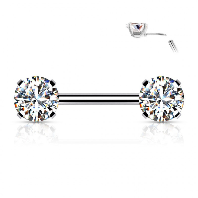 Piercing téton 10mm avec zirconiums rond blanc 6mm Wasuk Piercing téton5,30 €