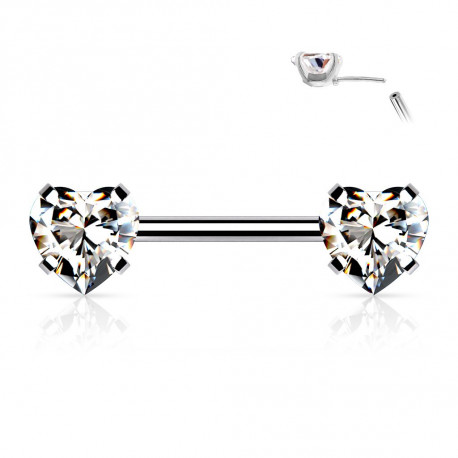 Piercing téton 10mm avec coeurs en zirconium blanc Kox Piercing téton5,40 €
