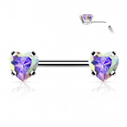 Piercing téton 10mm avec coeurs en zirconium aurore boréale Hoxu Piercing téton5,40 €