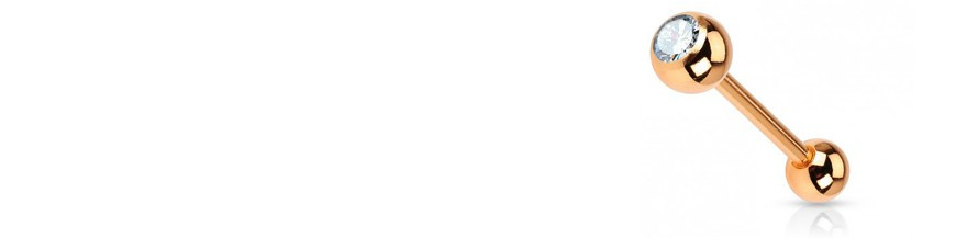 Piercing de langue rose en boule acier ou acrylique.