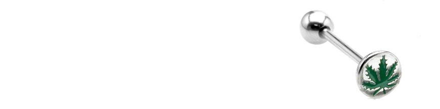 Piercing langue violet ou piercing langue améthyste.