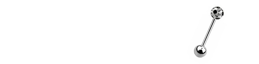 Piercing langue blanc en acier ou acrylique, cristal en forme de boule