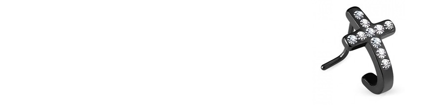 PIercing de nez avec cristal noir ou piercing de nez avec tige noire en acier.